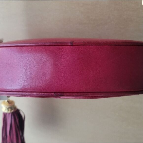 Chanel Red Leather CrossBody Round Oval Mini Small Camera Tassel Bag Purse VTG - Picture 9 of 16